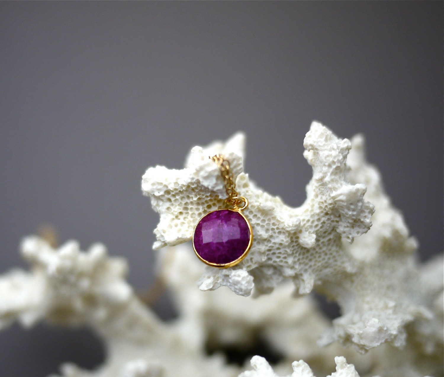 Ruby Necklace on 14k Gold Chain // Red Necklace with July Birthstone by Mica - Lincoln