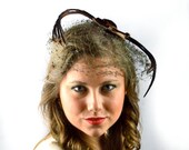 Vintage Fascinator: 1950s Hat - Brown Whimsey, 50s Veiled Hat