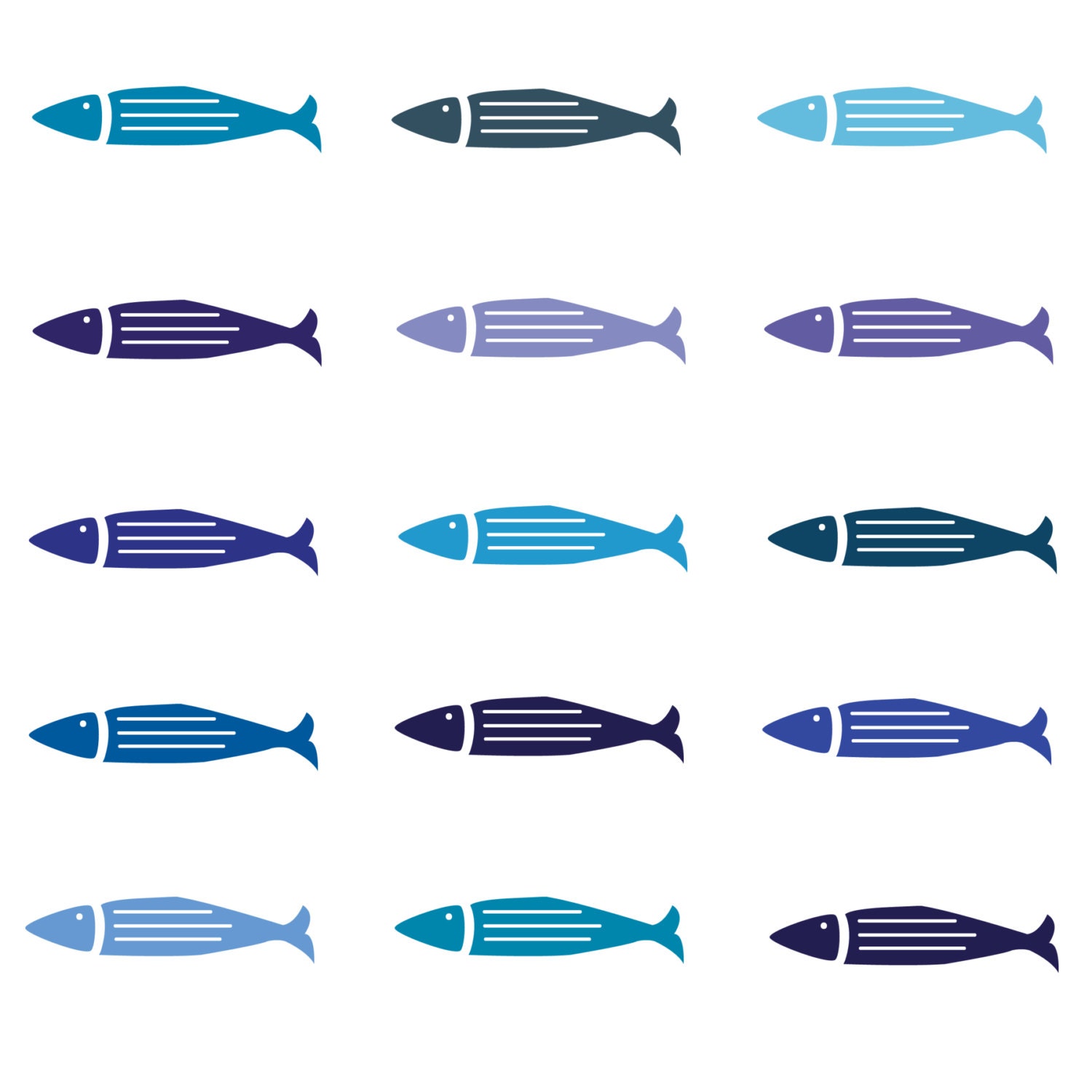 INSTANT DOWNLOAD // Blue Fish Digital Clipart // Commercial and Personal Use // Digital Graphics // Digital Download // Scrapbook Il_570xn