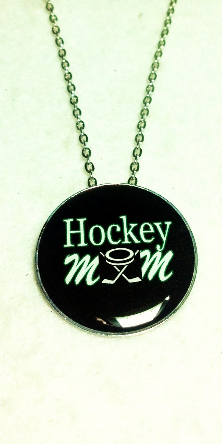 Hockey Mom Necklace Sports Photo Pendant Silver Chain
