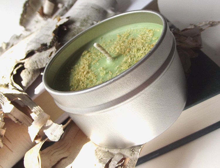 Dill Pickle scented Soy Candle Tin - Hand Poured Soy Candle -- 6 ounce Tin