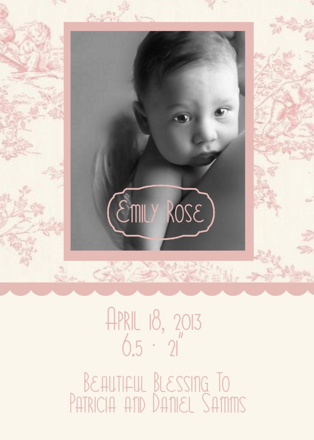Baby Birth Announcement - Toile