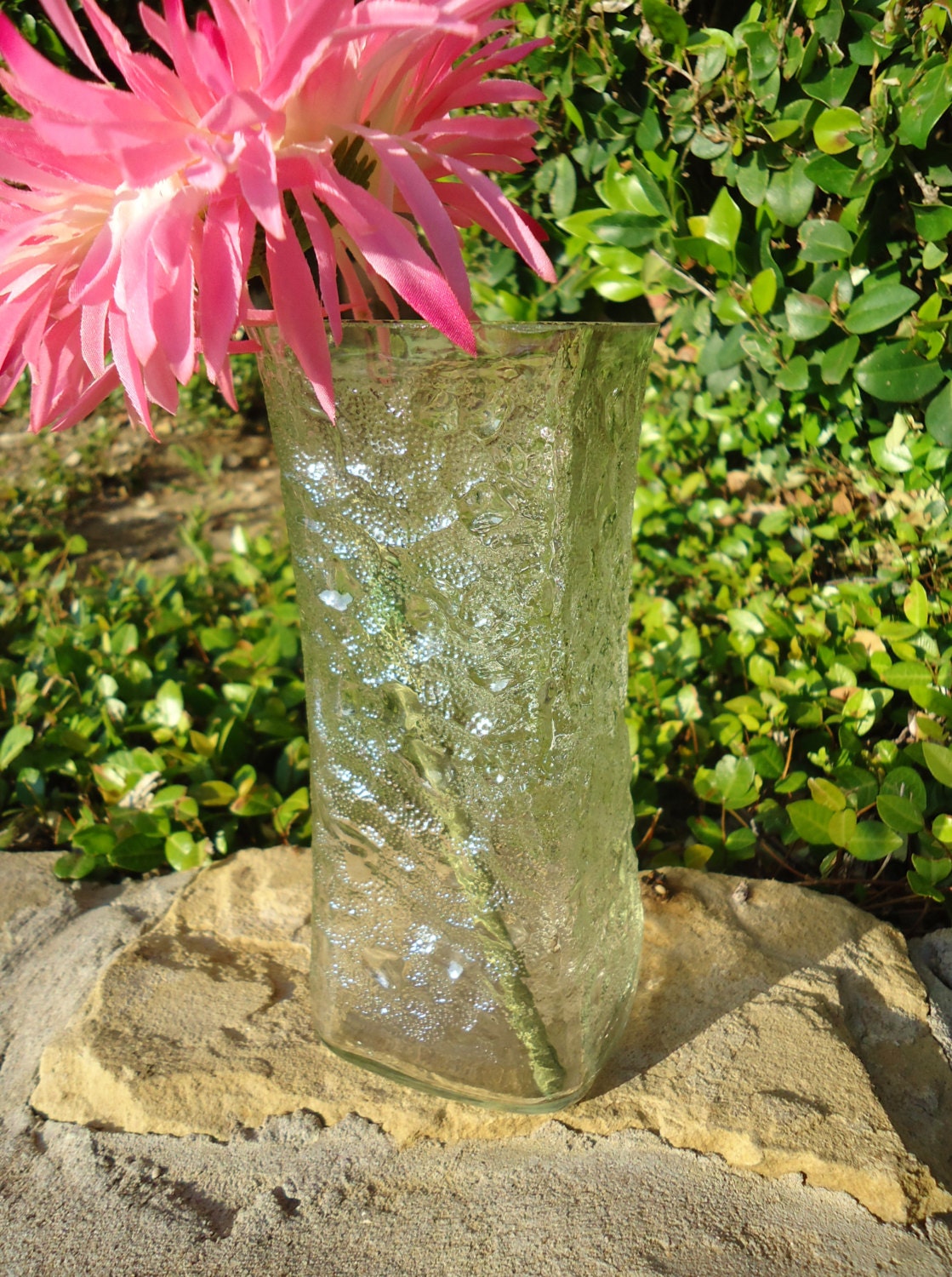 Bumpy Iceberg Vase made from a Recycled Midori Bottle
