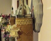 Vintage Burlap Wine Bottle Oil Lamp Sconce Set (2)