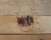 Purple Amethyst Swoon Necklace - Simple, Delicate, Dainty, Tiny Gold Bar Necklace