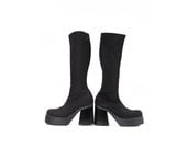 Platform Stretch Black Tall Boot size 7 Vintage 90s