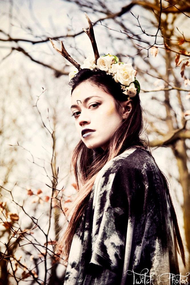 Custom cosplay maenad satyr faun rose antlers horns long