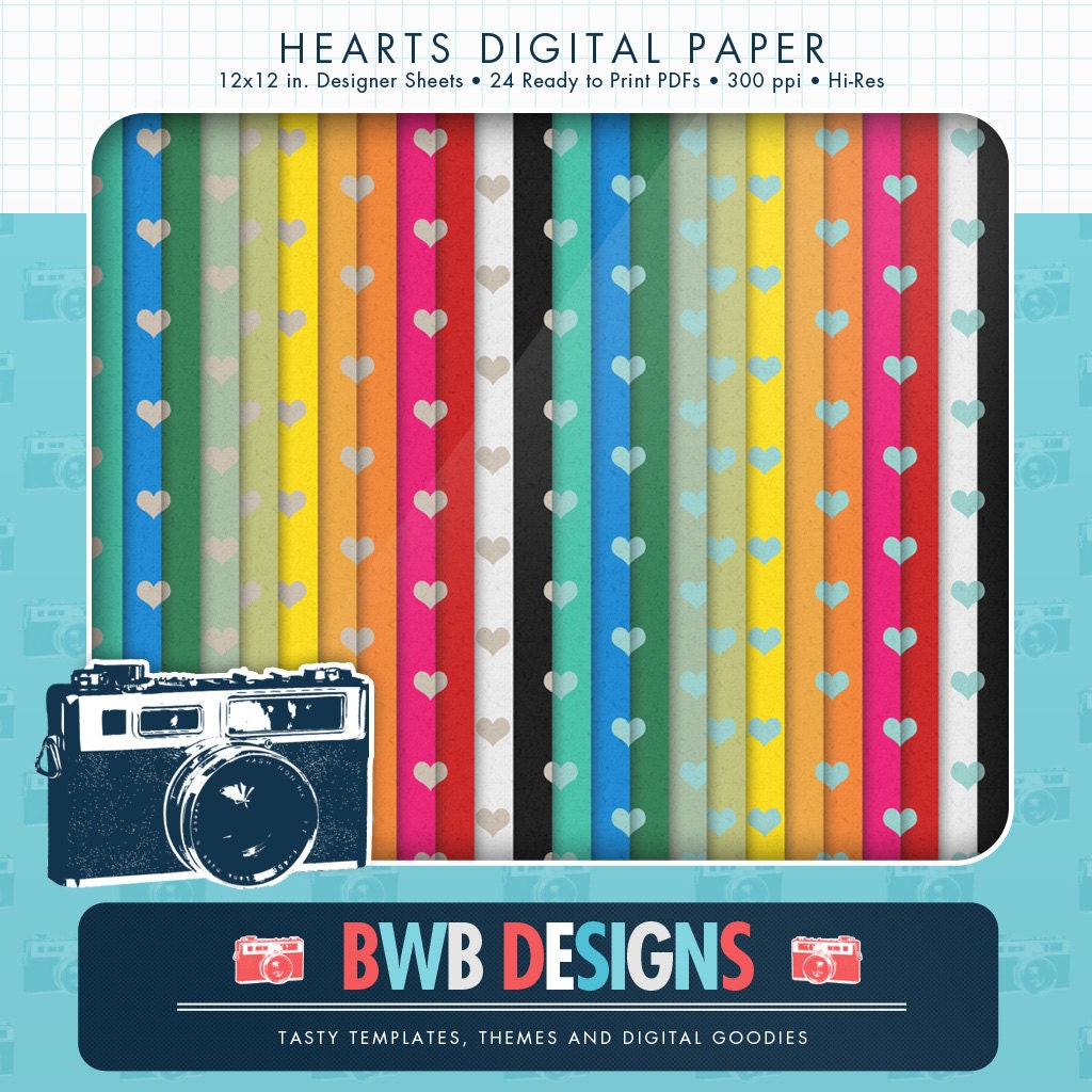 Hearts Digital Paper Pack