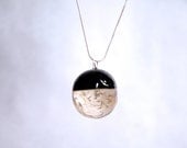 x-large Clear resin with Dandelion pendant on sterling silver snake chain Handmade resin pendant