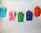 Happy Banner for Birthdays, Baby Showers, Weddings, and Celebrations - Colorful Felt and Ribbon
