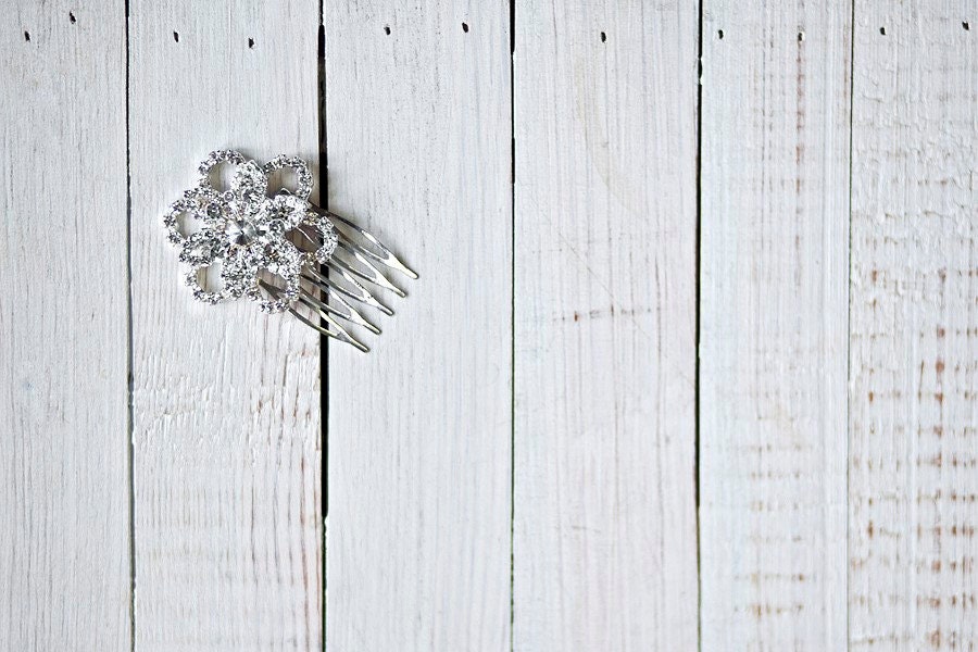 Flower Rhinestone Bridal Comb, Floral Rhinestone Comb, Bridal Wedding Hair Comb Rose, Jeweled Bridal Comb, rhinestone, comb