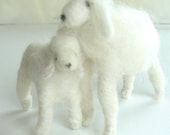 Spring Lamb, Baby and Mother, Needle Felted, Nativity Scene, Waldorf, 2 Sheep, Super Cute