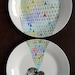 Love Birds Geometric Design Plates hand illustrated porcelain