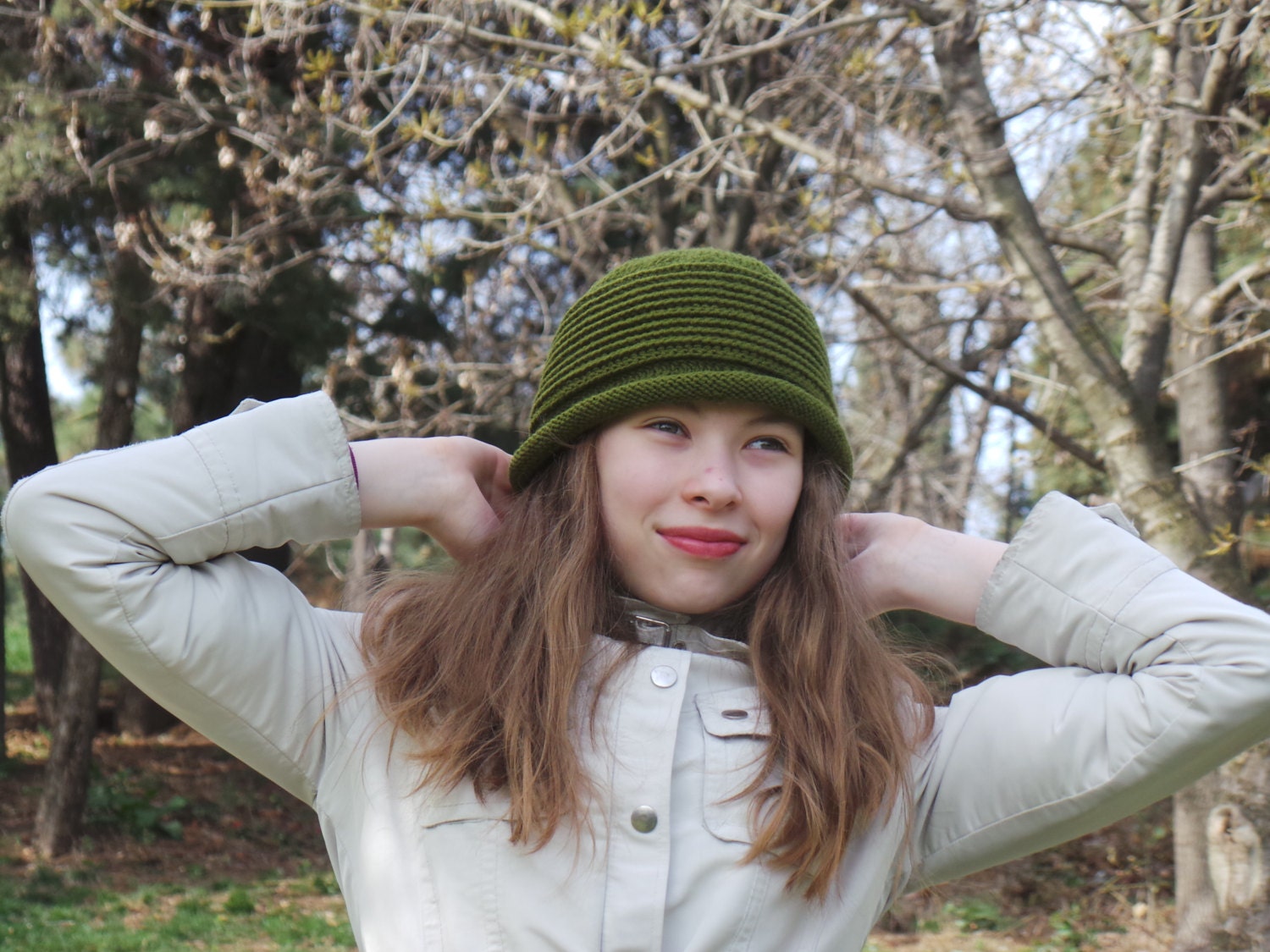 Spring hat, Wool hat, handmade hat, green hat.. Accessories. Stylish design for you. Ready to shipping.