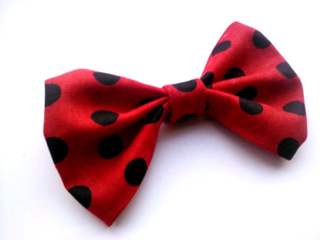 Rockabilly Small Hair Bow- Red and Black Polka Dots