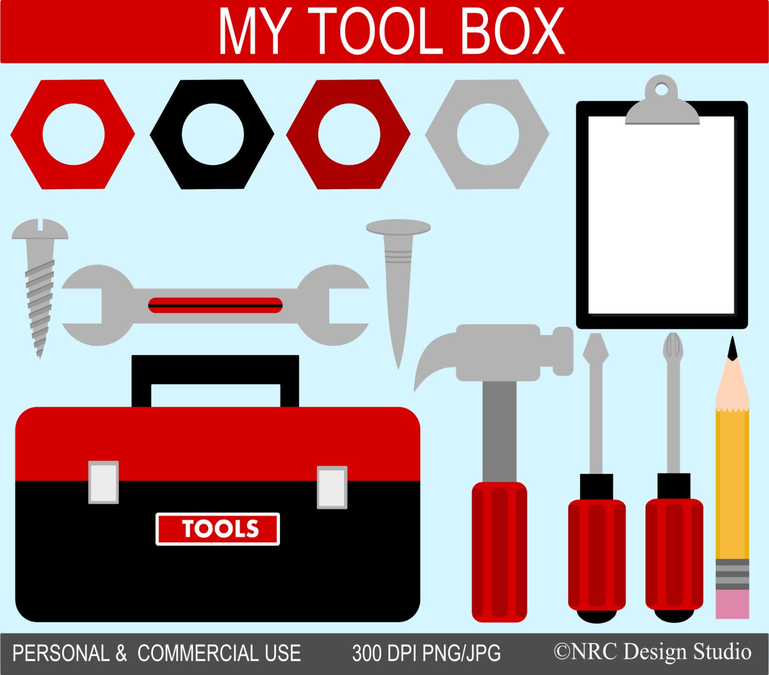 My Tool Box Clip Art Graphics - Digital Clipart Commercial Use - Instant Download Il_570xn