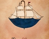 Nautical Print - A4 Print - Sailor Boat Illustration - Illustration Print - Art Print - Sailor Print