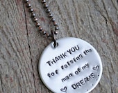 Wedding Mother In Law Gift, Father In Law Gift, Nickel Silver Necklace, Key Chain, Thank You For Raising The Man Of My Dreams, Mothers Day