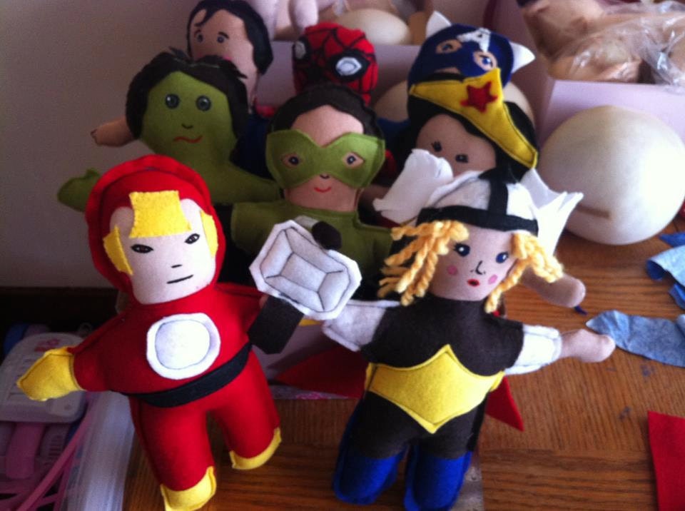 Superhero Dolls - 10 inches - Custom handmade felt doll - Thor, Wonderwomen, Ironman, Spiderman and many more avalable