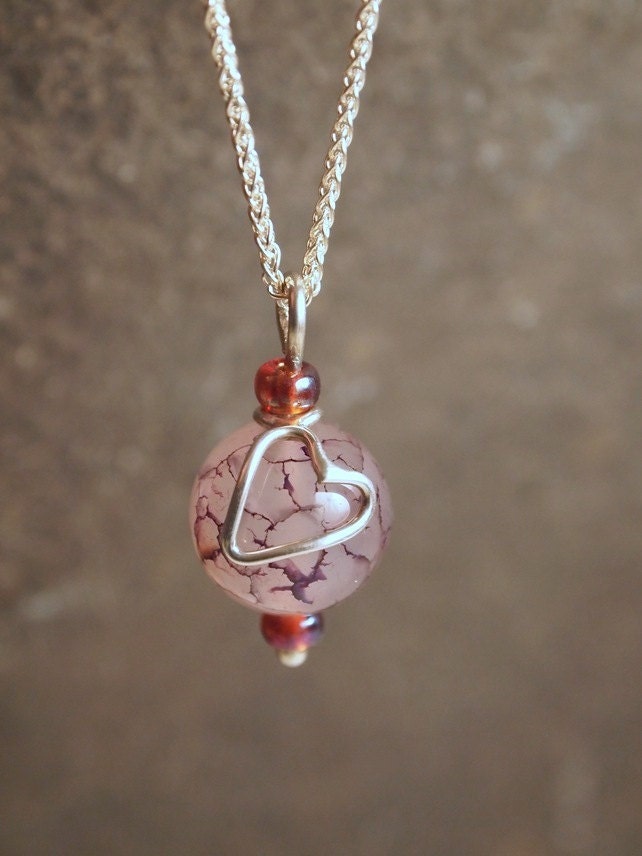 Sterling silver Necklace - Purple Heart Pendant