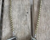 Pyrite horn Peach Crystal Necklace