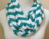 Teal Chevron Jersey Infinity Scarf