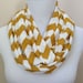 Mustard & White Chevron Jersey Infinity Scarf