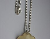 Vintage Funky Plastic Flower Pendant/Cabochon, Multi Coloured with Sequin, on Silver Plated 23" Snake Chain with Lobster Clasp.