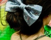 Silver sparkling hair barrette sequins spangle glitter/glam/dazzling metallic/shimmer head piece/women/girl/gift/party/cyber/twinkle