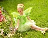 Deluxe Tinkerbell Puffed Sleeve Fairy Costume Tutu Dress