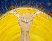 Christian Art, Framed Art, Acrylic Painting, Original Painting, Hand, Arrows, FAITH, Prophetic Art, 16x20 inch Framed Art