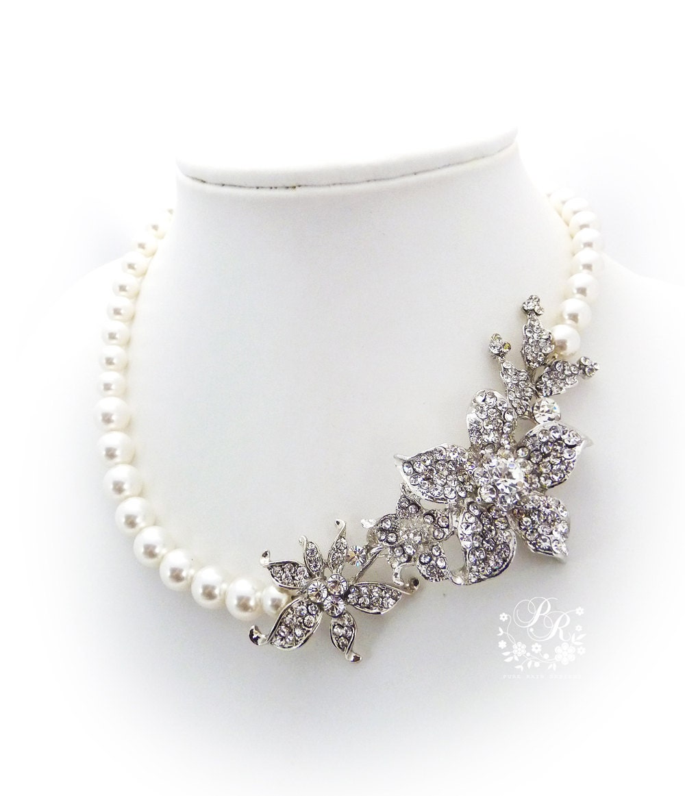 Swarovski & Pearl Lily Necklace from PureRainDesigns on Brand New Belle