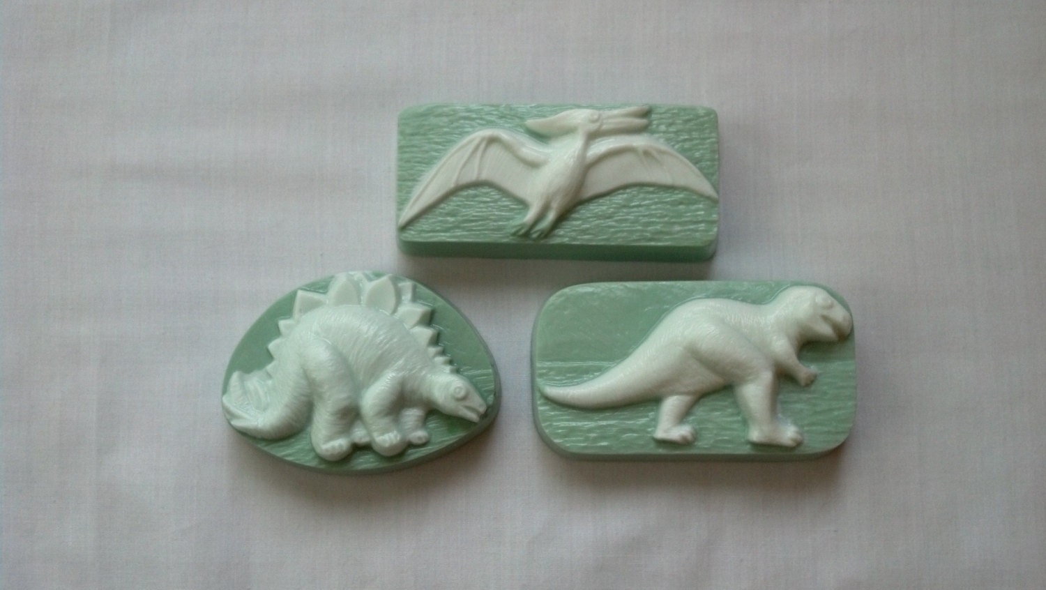 Lemon Verbena and Avocado Cucumber Pterodactyl, T-Rex or Stegosaurus Dinosaur soap bar by Lavish Handcrafted