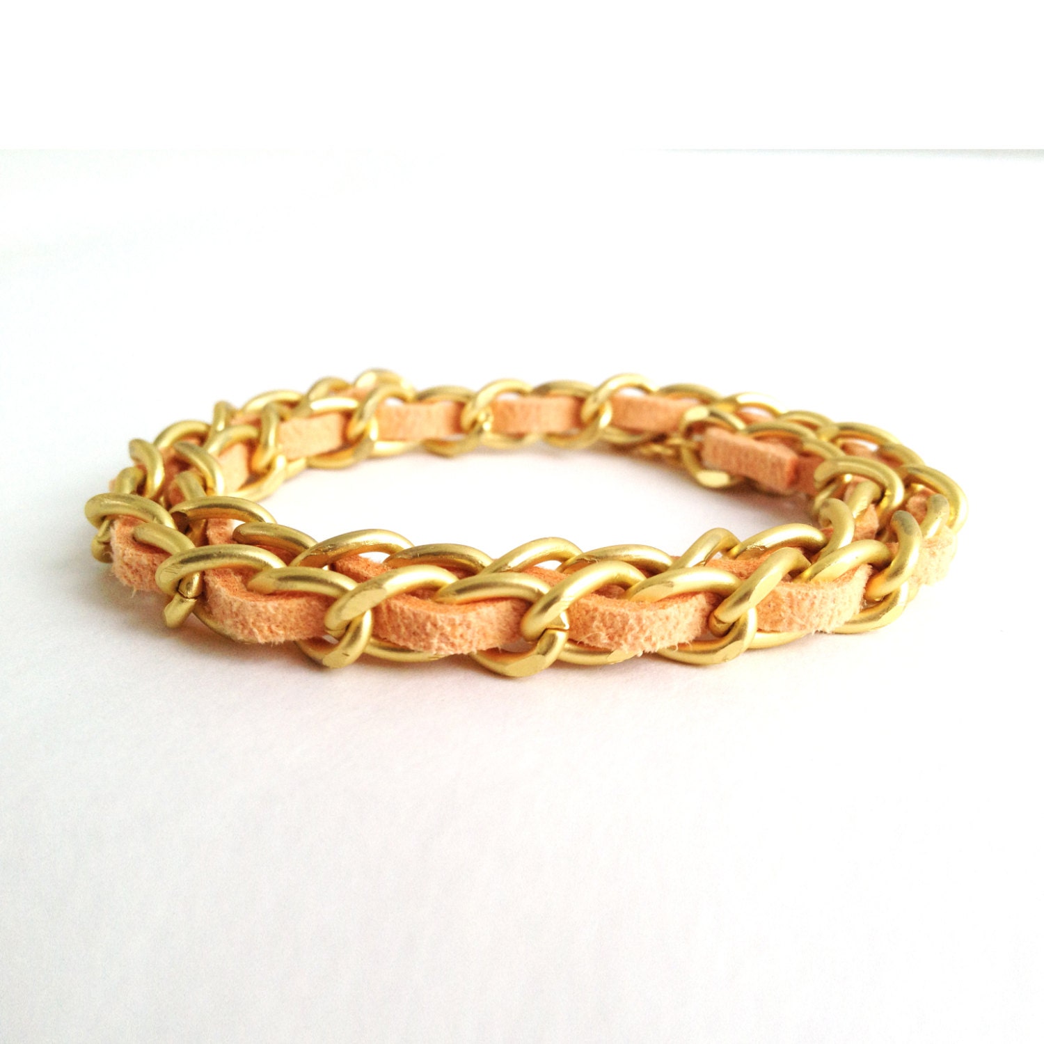 Suede Leather Woven Chain Arm Candy Bracelet - Wrap Style with Adjustable Length