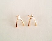 SALE: Dainty Wish Bone Gold Stud Earrings - Minimalist Style