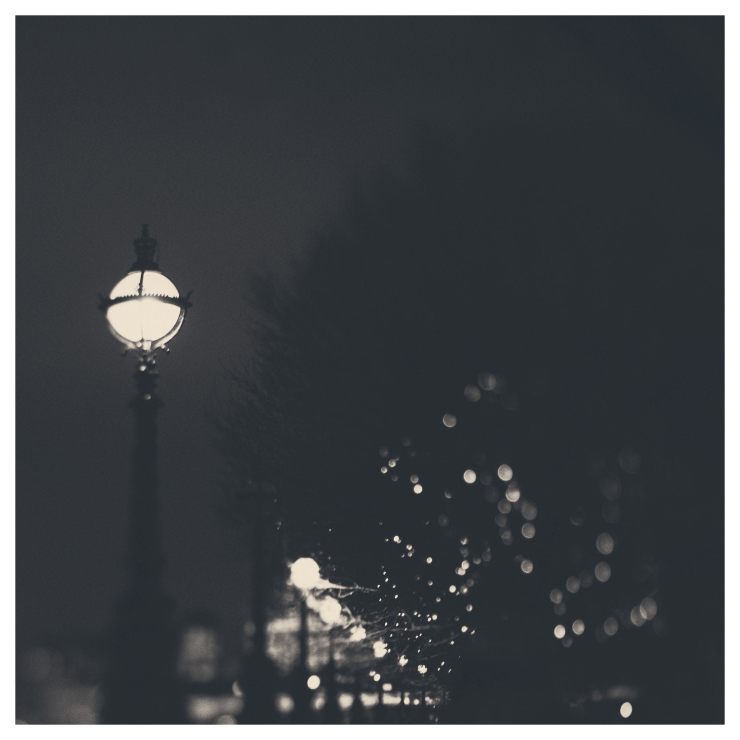london night light black and white photo print - whimsical fine art photography, city, bokeh, romantic, thames - sweetdreamsandhoney