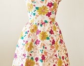 SALE - Floral Print Tea Length Dress - Size X-Large