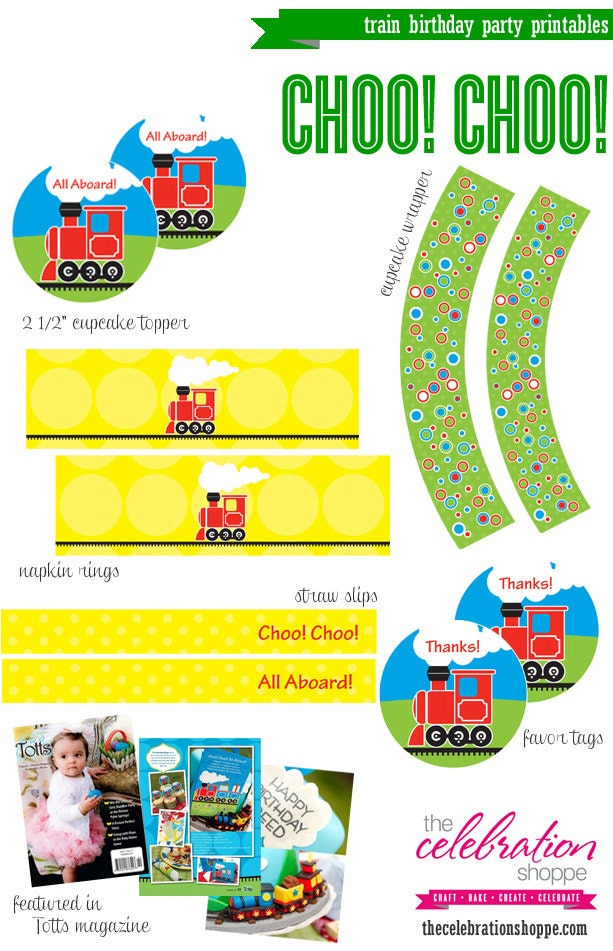 TRAIN Birthday Party Printable Collection from The Celebration Shoppe