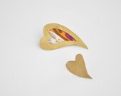 Heart metal earrings. Gold brass earrings. Ready to ship item.