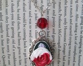 Alice in Wonderland's Queen of Hearts painted rose necklace
