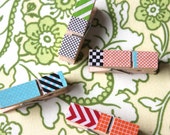Multi-Colored & Designed Washi Tape Clothes Pins with Orange String - ElleSeaCreations