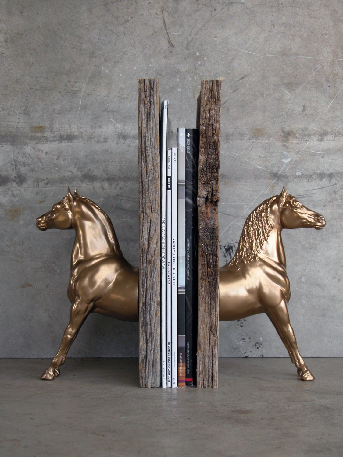 Morgan Sculpture Horse Bookend, Gold Tone