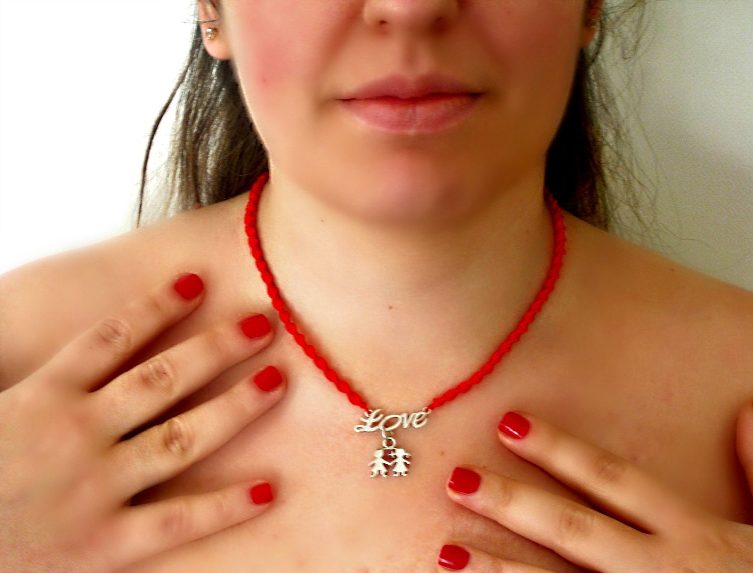 LOVE Valentine's red necklace- Valentines' gift under 20