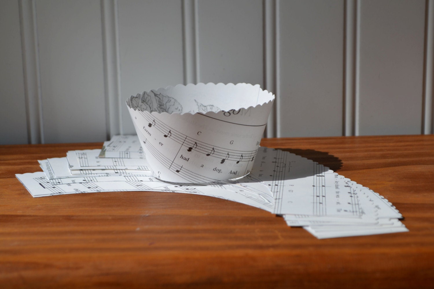 Music Cupcake Wrapper - Upcycled Book Cupcake Holder