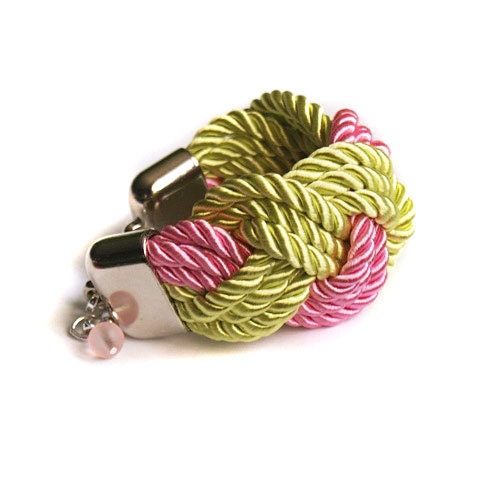 LIME GREEN and PINK bracelet - braid bracelet - bangle bracelet - rope bracelet - cord bracelet - spring - mothers day - summer trends