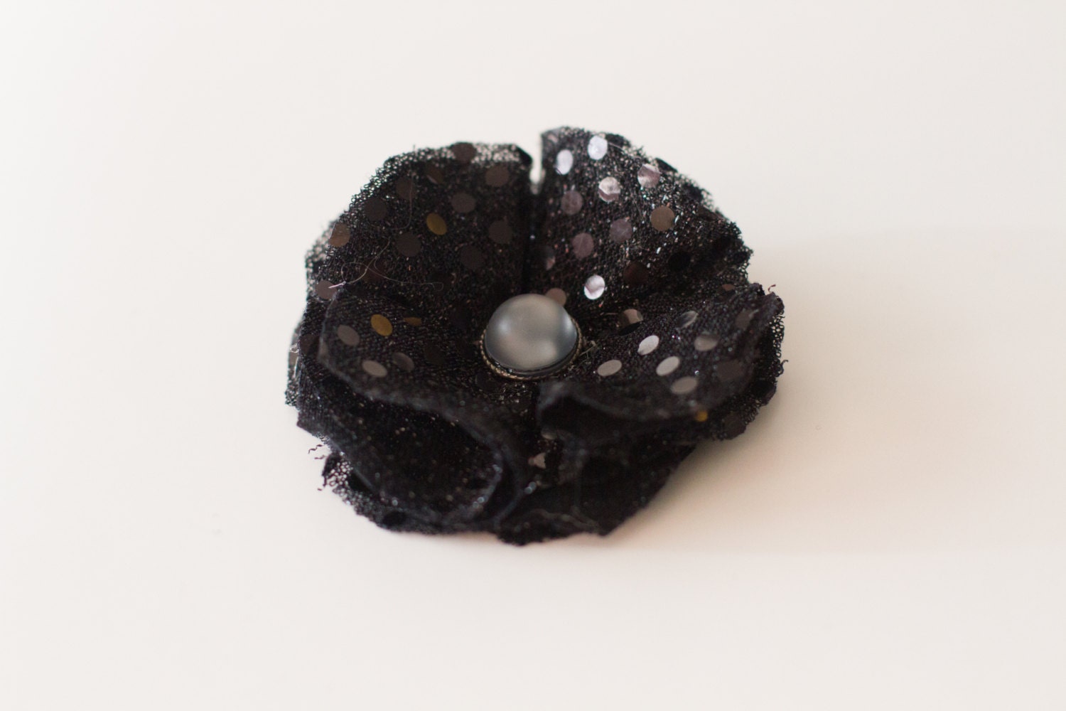 Black Sequin Flower Hair Clip, Black Sequin Accessories, Womens Flower Hair Accessories, Black Sparkly Hair Accessories, Girls Hair Clips