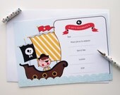 Pirate Kids Party Fill-in Invitation (10 pk) w/ free printable matching tag and flags