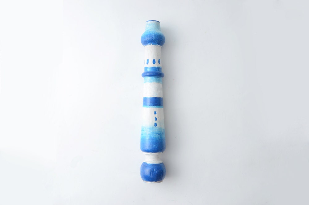Blue Lighthouse // Wooden Sculpture / Reclaimed Wood/ Eco Friendly