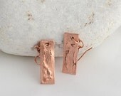 Pure copper earrings- Dangle geometric copper earrings- Crack series