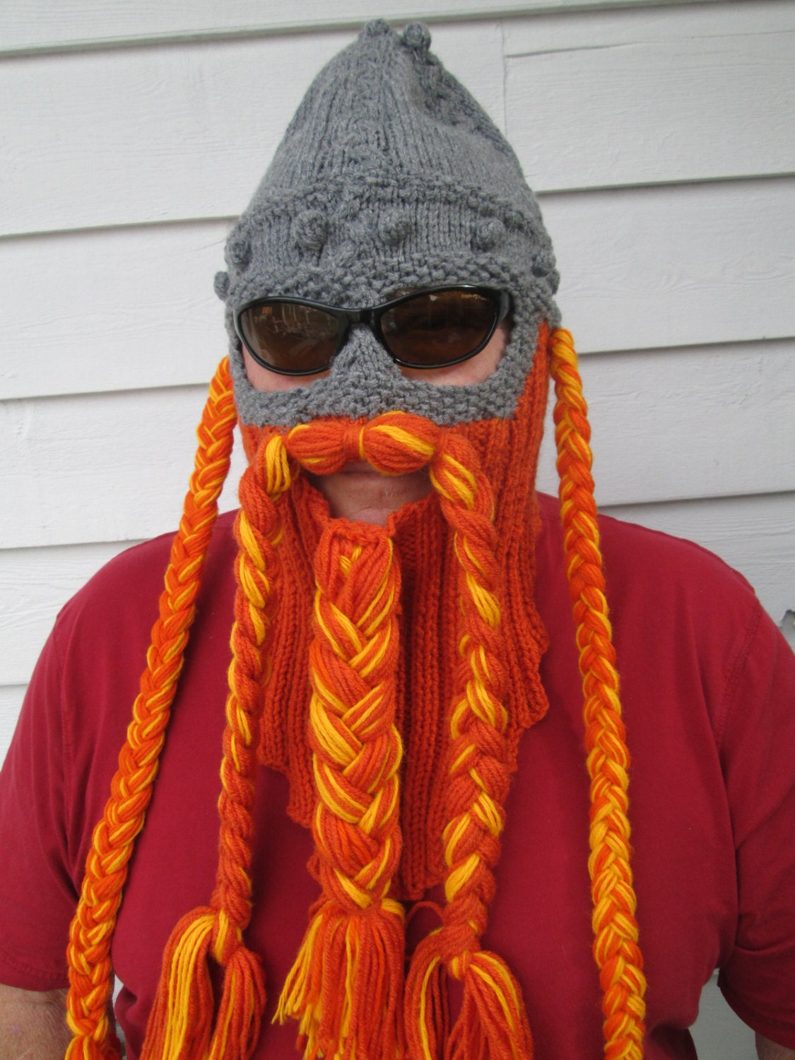 Hobbit Viking Beard and Hat Beard hat Beard Beanie Wild Man Bearded Hat Knitted Beard Hat, Birthday gift Adult Size